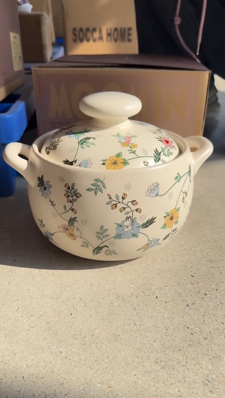 瓷片姆明花丛2.8L砂锅