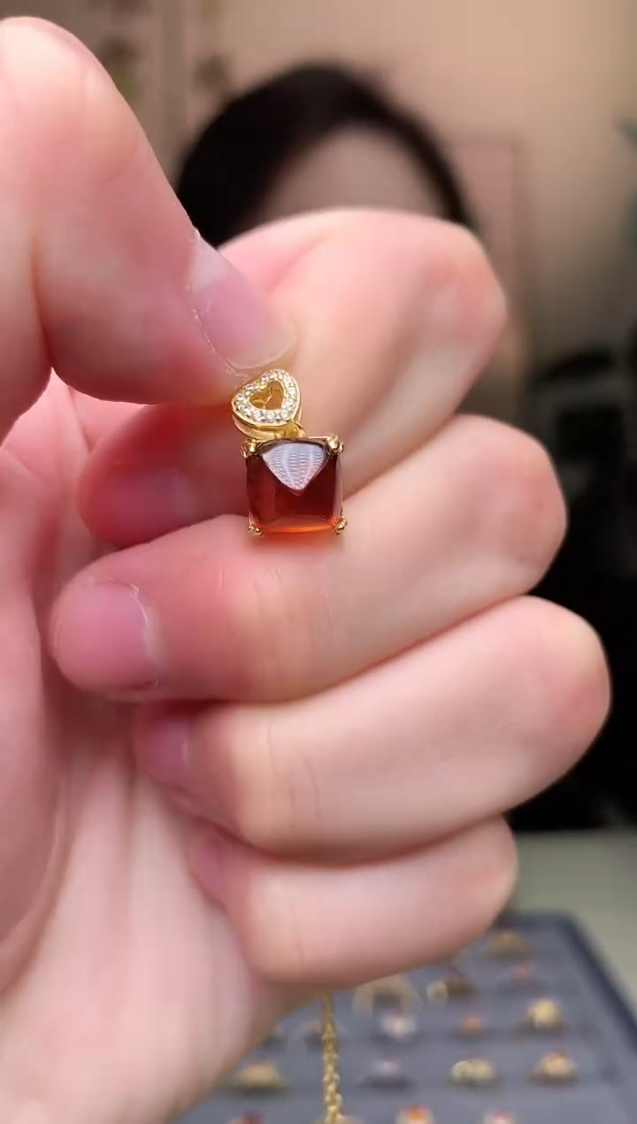 【闪购商品】石榴石吊坠(不含链)银S925镶嵌吊坠