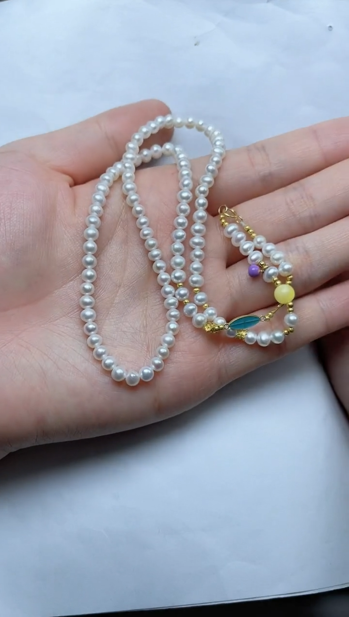 【闪购商品】淡水珍珠颈饰18K金镶嵌珍珠万能链06