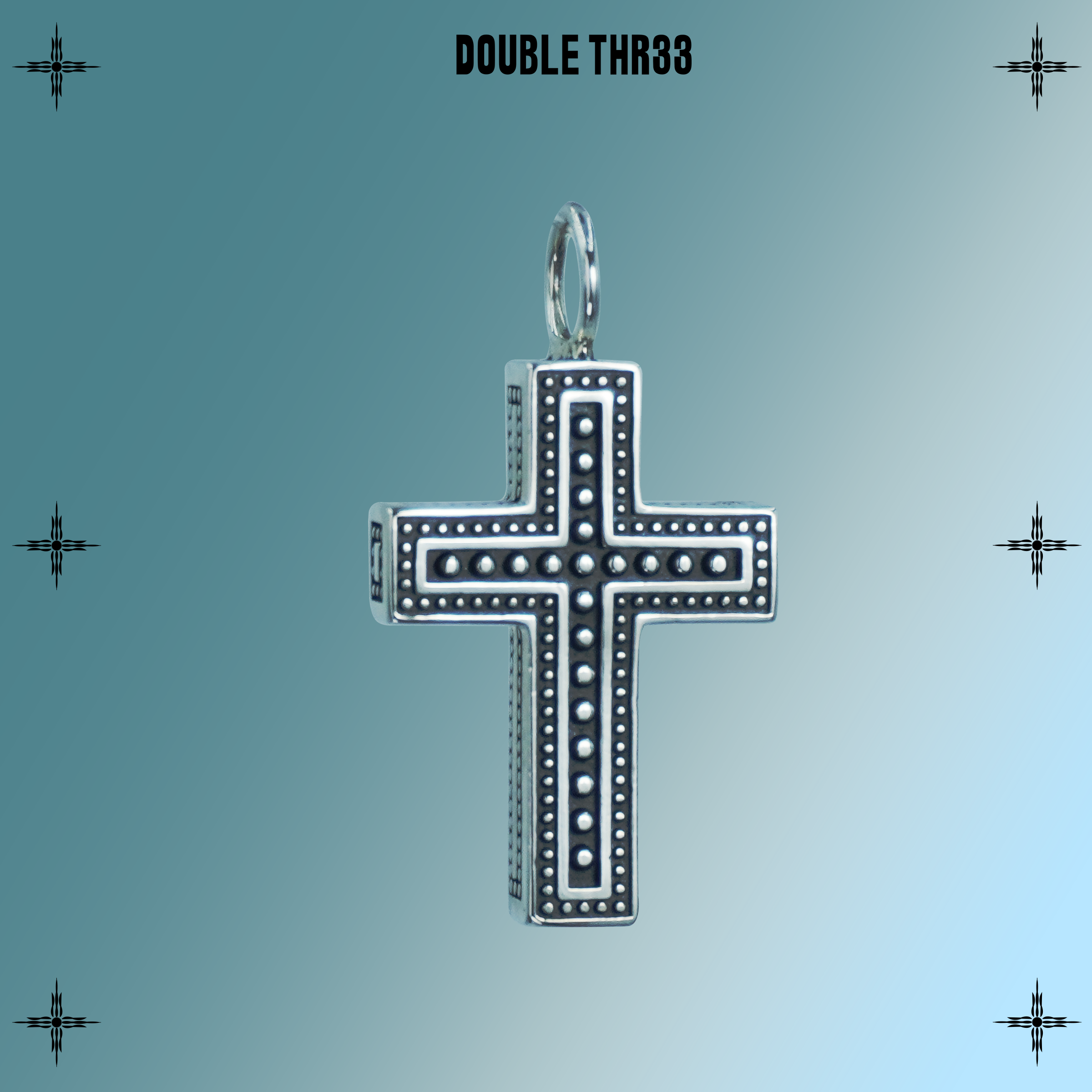 DOUBLE THR33 吊坠925银 幸运十字 （希望/幸运）手工925银饰吊坠