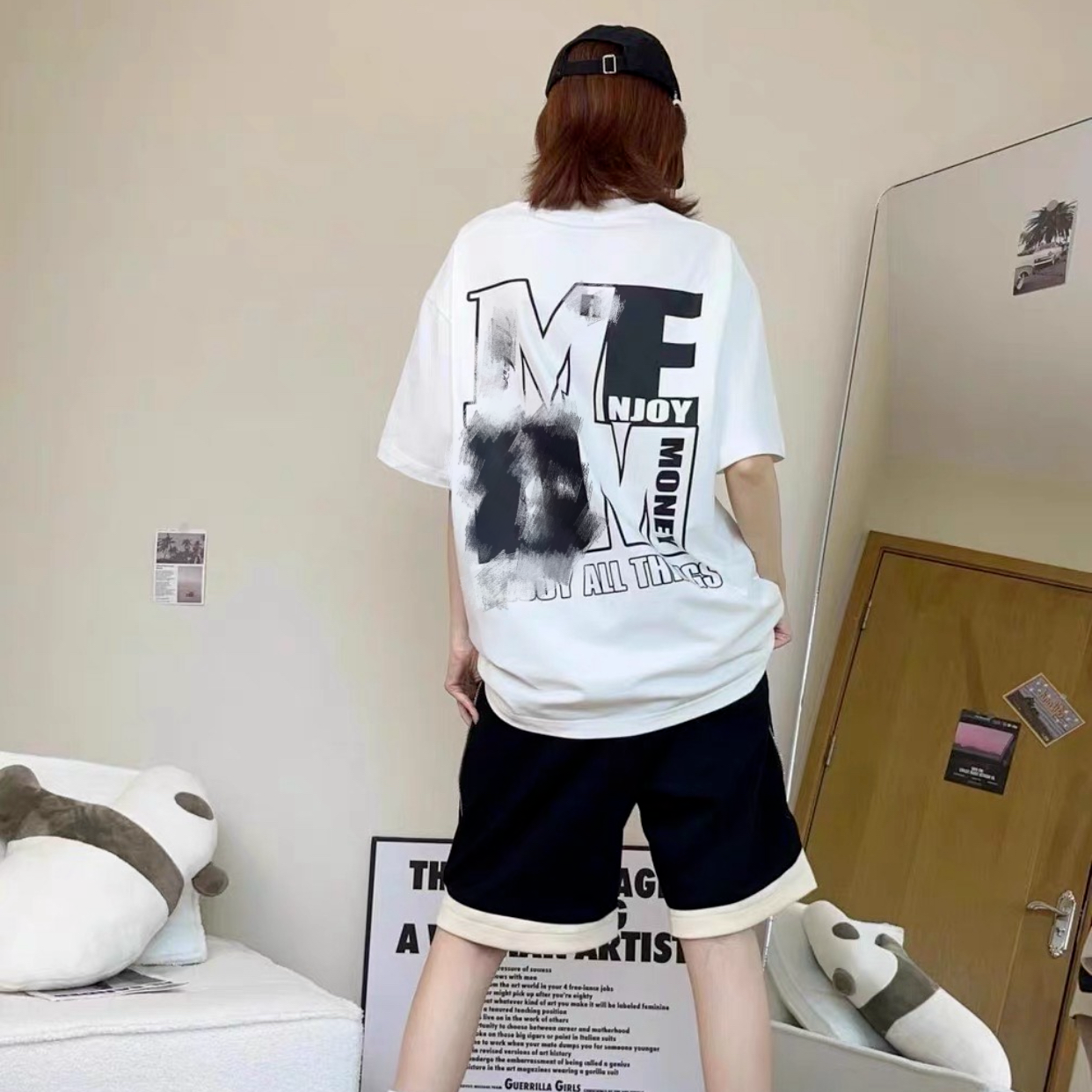 M+方块满印男女同款短袖T恤