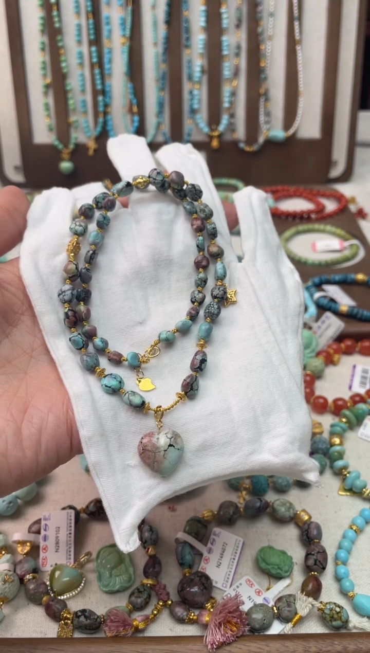 绿松石银S925镶嵌项链63