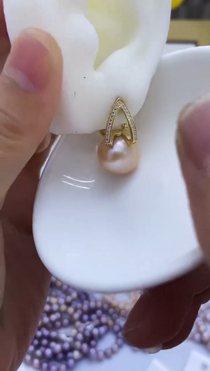 银S925镶嵌耳饰淡水珍珠54