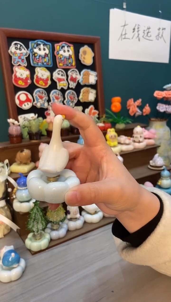 摆件陶蓝色大鹅景德镇陶瓷摆件1个装