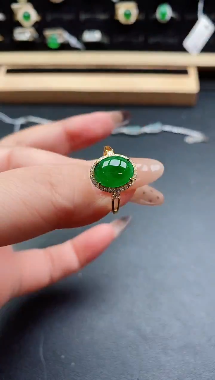 银S925镶嵌戒指翡翠1