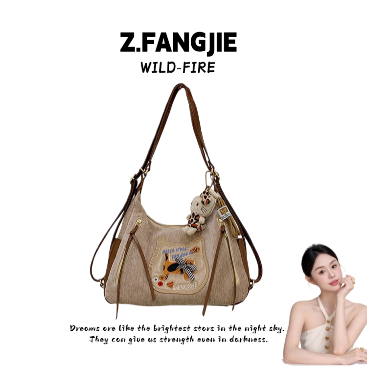 拉链一体款防盗复古风斜挎包时尚水桶包