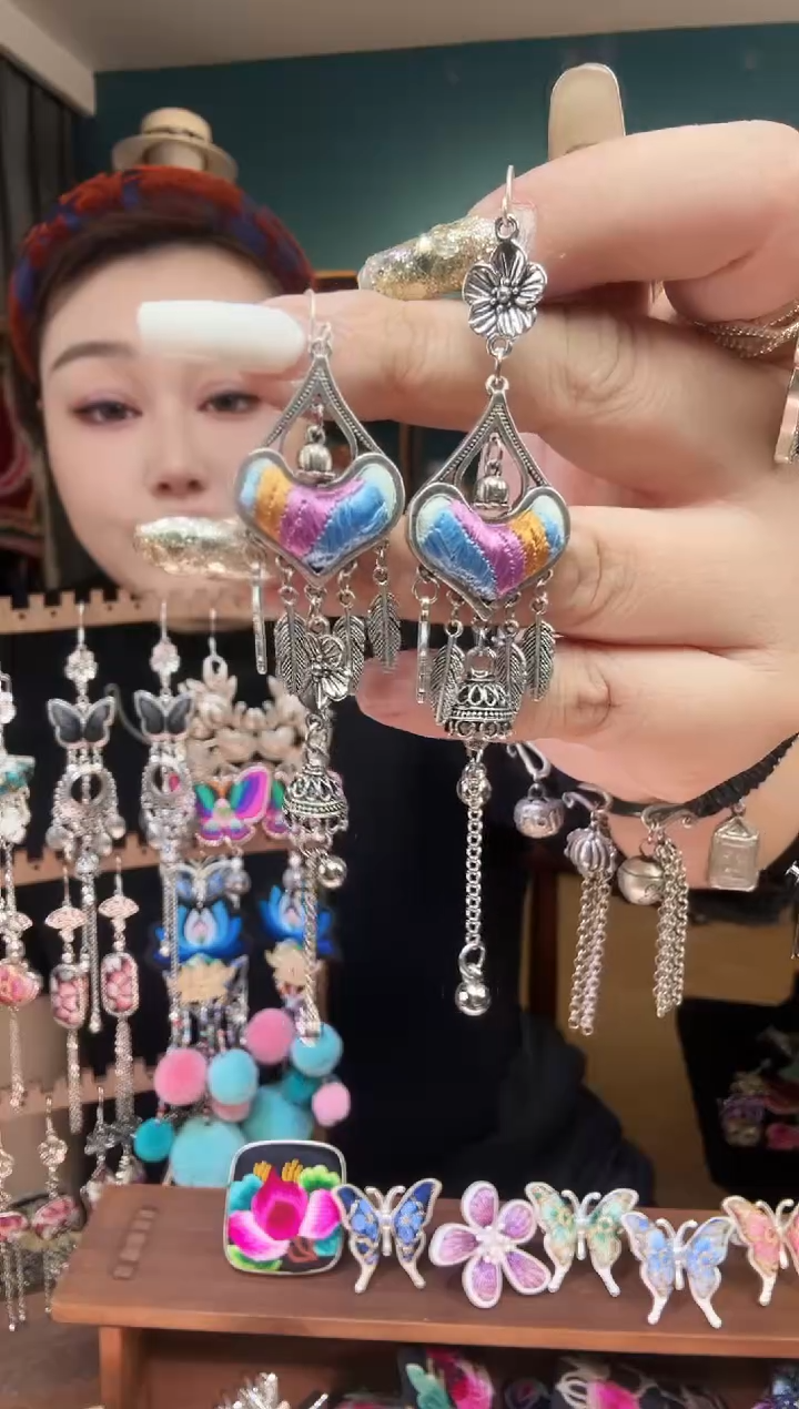 刺绣纯手工民族风刺绣耳环