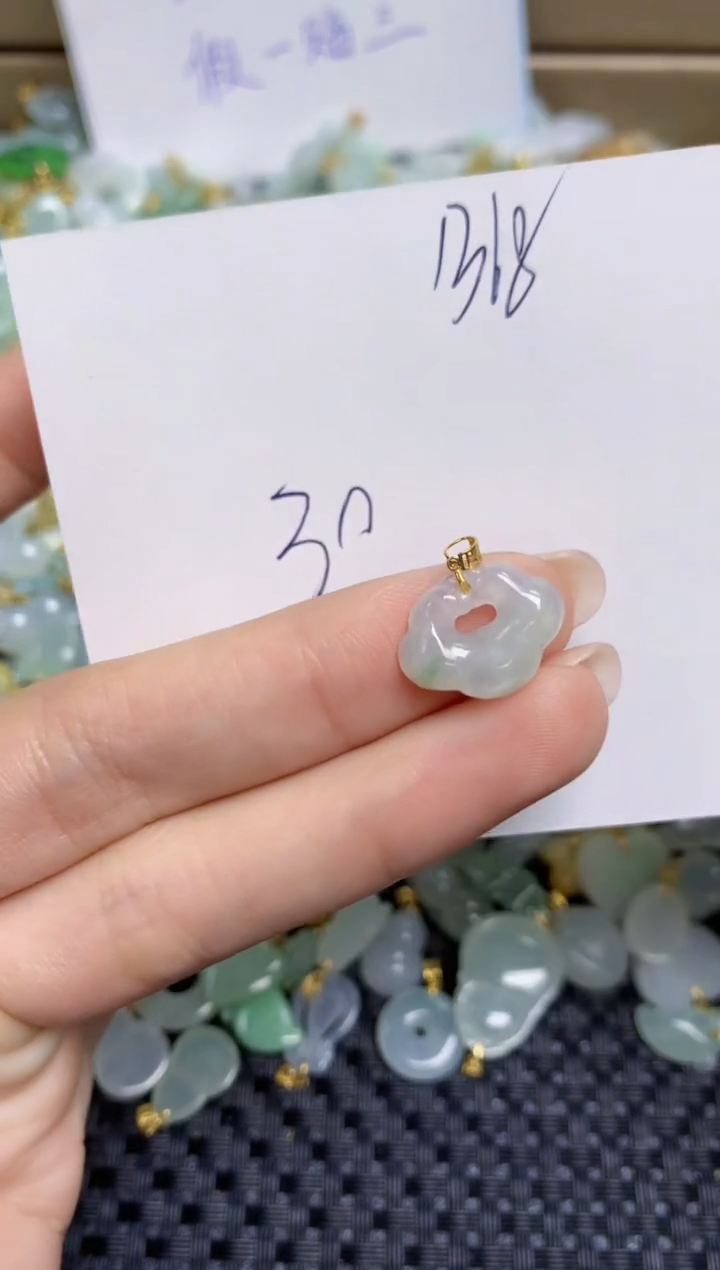 【闪购商品】翡翠颈饰18K金镶嵌天然缅甸A货翡翠