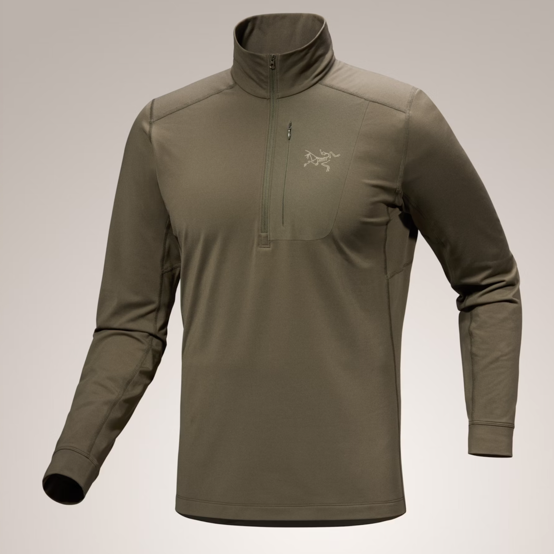 【ARCTERYX始祖鸟】RHO半拉链立领LOGO印花抓绒长袖卫衣男女同款