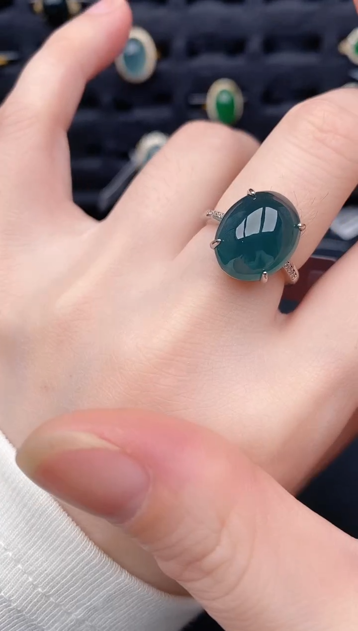 银S925镶嵌戒指翡翠天然a货翡翠151
