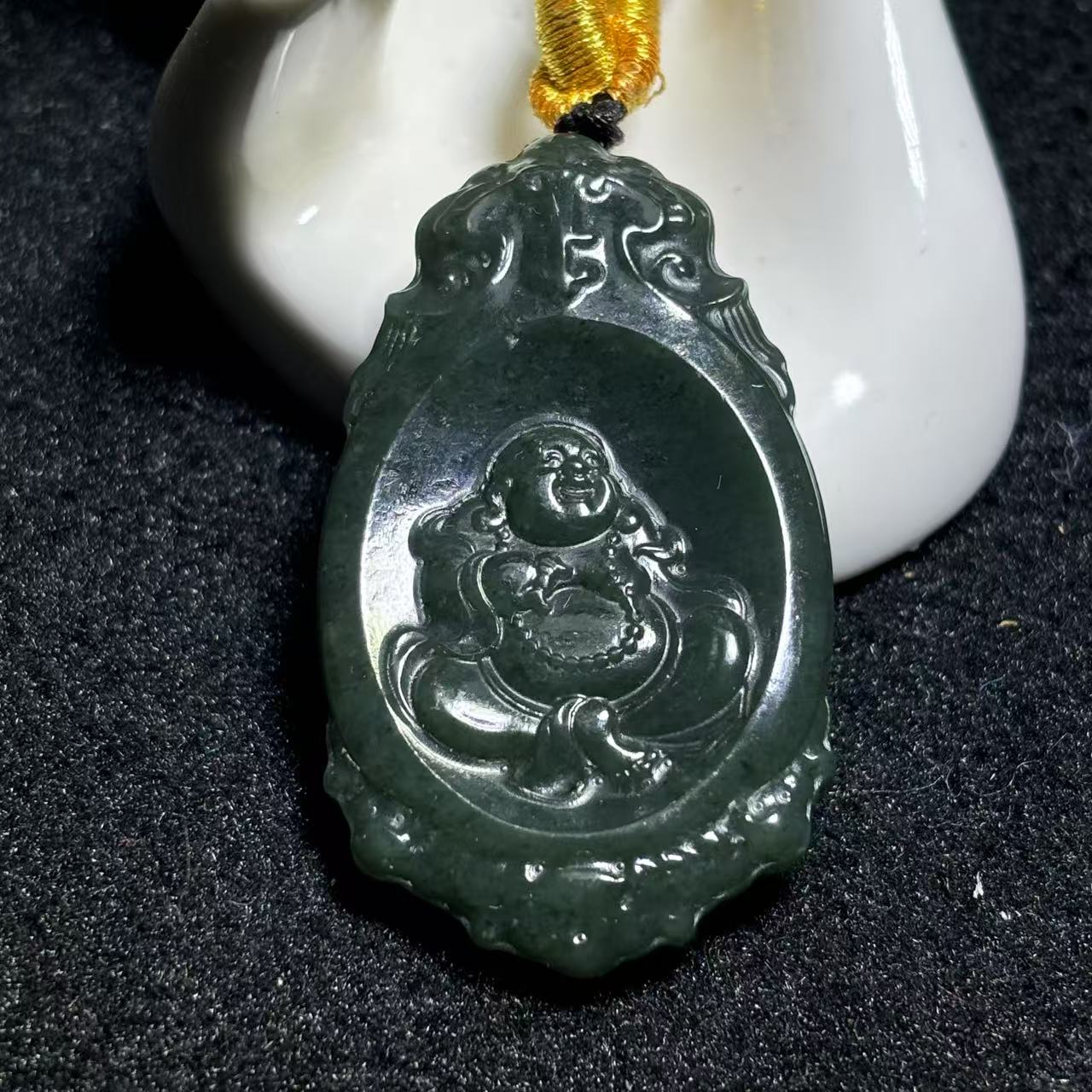 q-H4668-一系玄天青玉和田玉佛公-配绳子