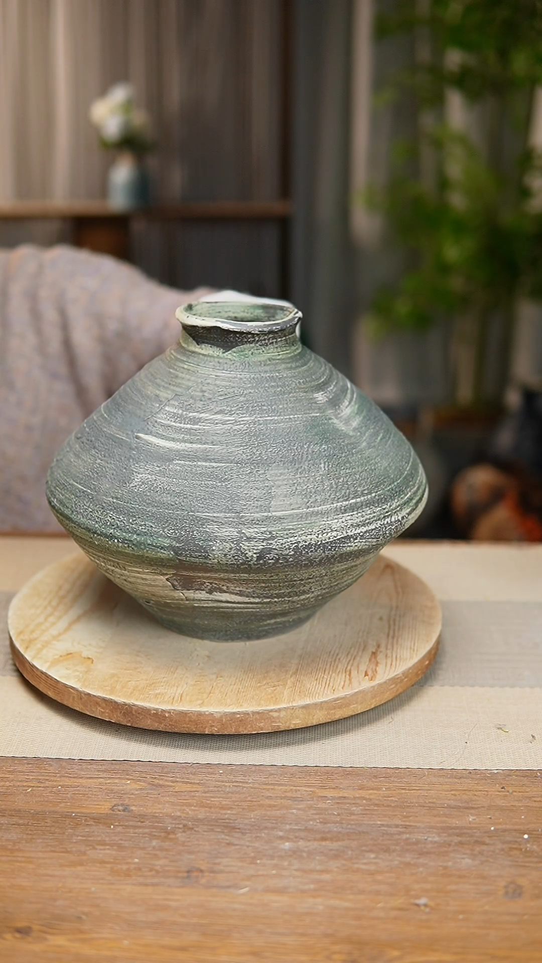 【闪购商品】陶瓷花器螺纹绿飞碟