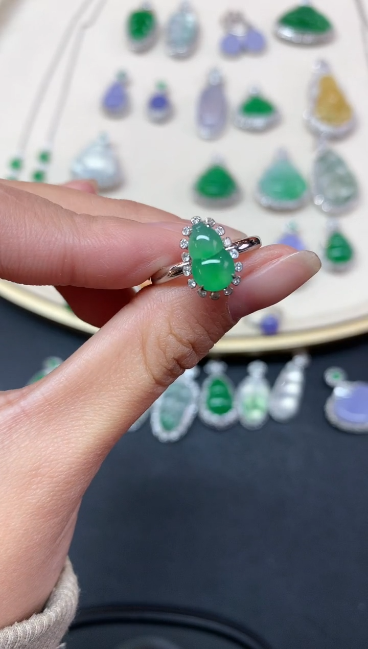 【闪购商品】翡翠戒指18K金镶嵌戒指A355|5800