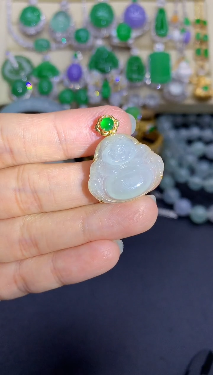 颈饰18K金镶嵌翡翠226-中国好珍宝