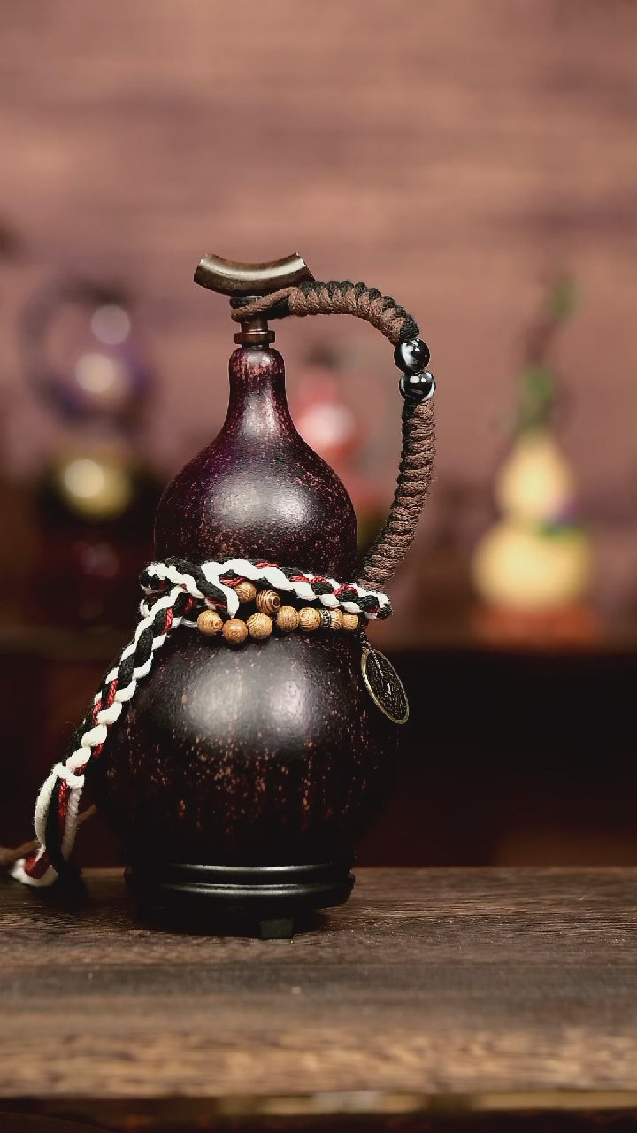 645号中药煮色  550ml左右 大漆葫芦水壶/酒壶 一物一拍