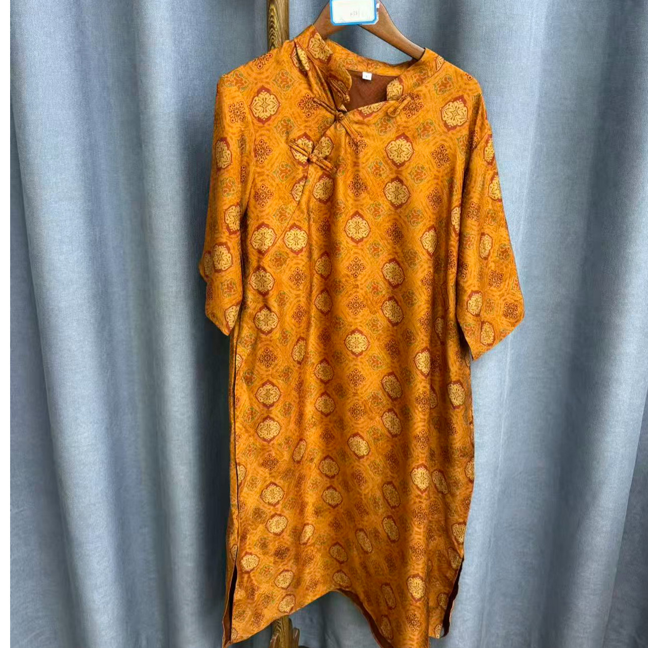 （瑕疵）新款休闲百搭宽松气质香云纱连衣裙女Z381