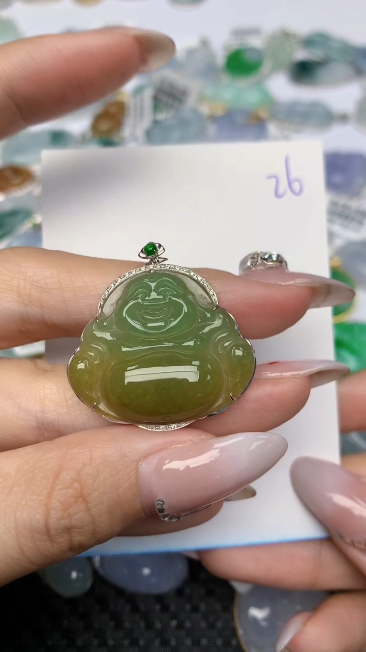 【闪购商品】翡翠颈饰18K金镶嵌天然翡翠a货