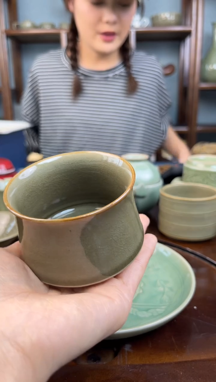 杯手工煤烧仿古束腰杯