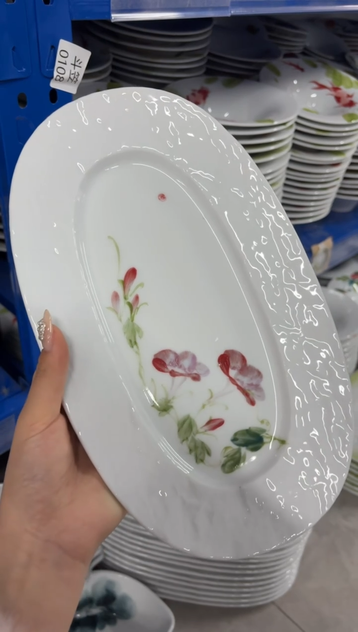 瓷片景德镇高温陶瓷食品级手绘釉中彩-手捏鱼盘