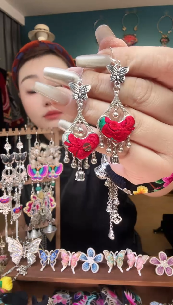 刺绣纯手工民族风刺绣耳环