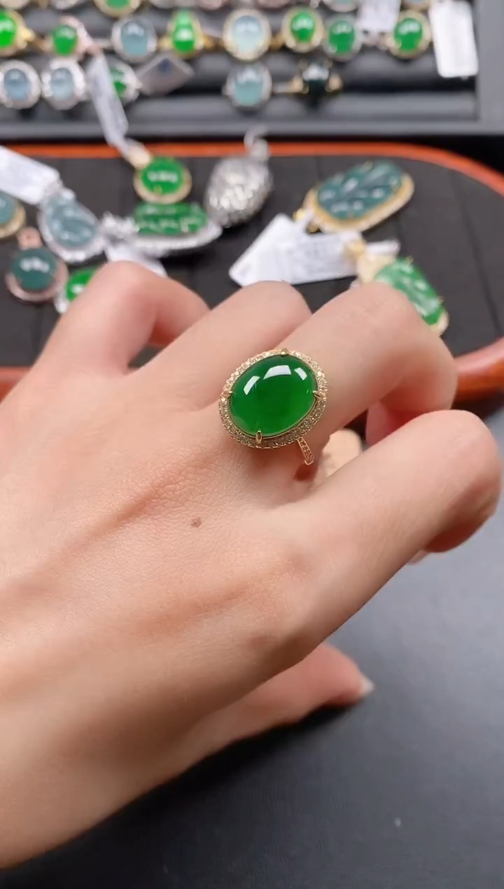 银S925镶嵌戒指翡翠111