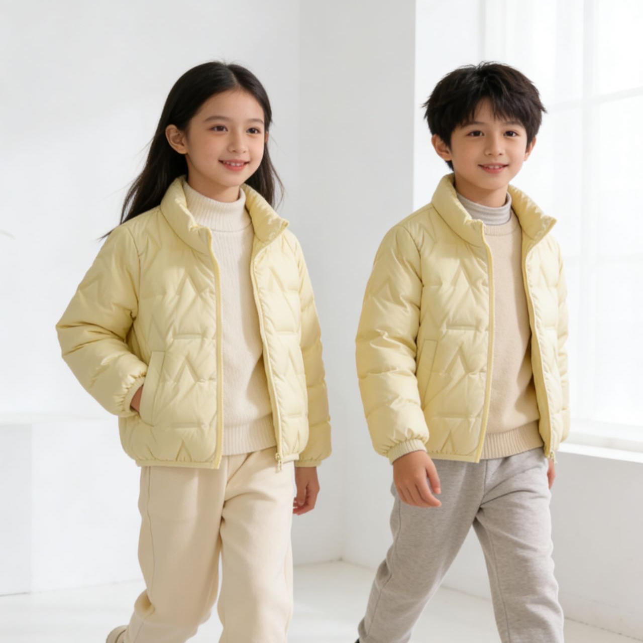 36401高端专享冬季轻薄羽绒服鹅黄色