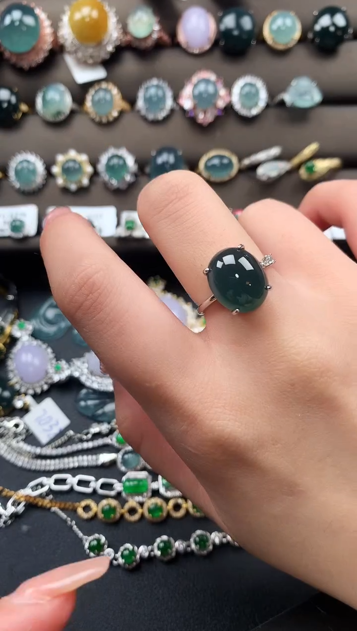 【闪购商品】翡翠戒指银S925镶嵌21421412512451