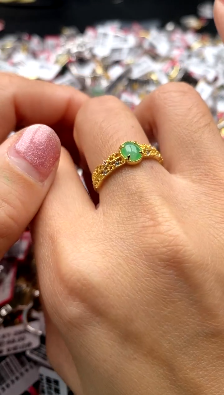 【闪购商品】翡翠戒指银S925镶嵌222222222     9