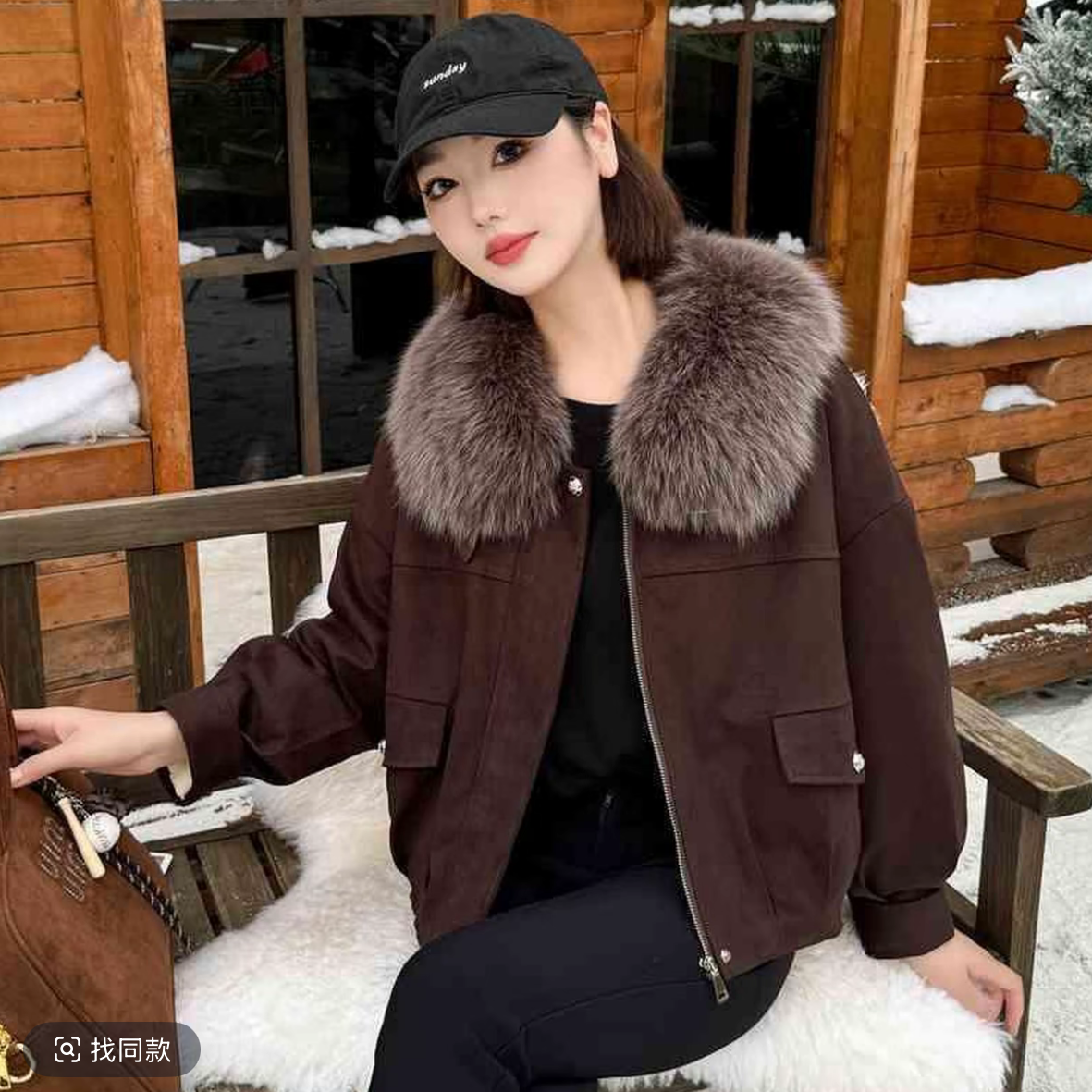 2025秋冬新款时尚气质大毛领外穿短款秋冬款外套女A6111512