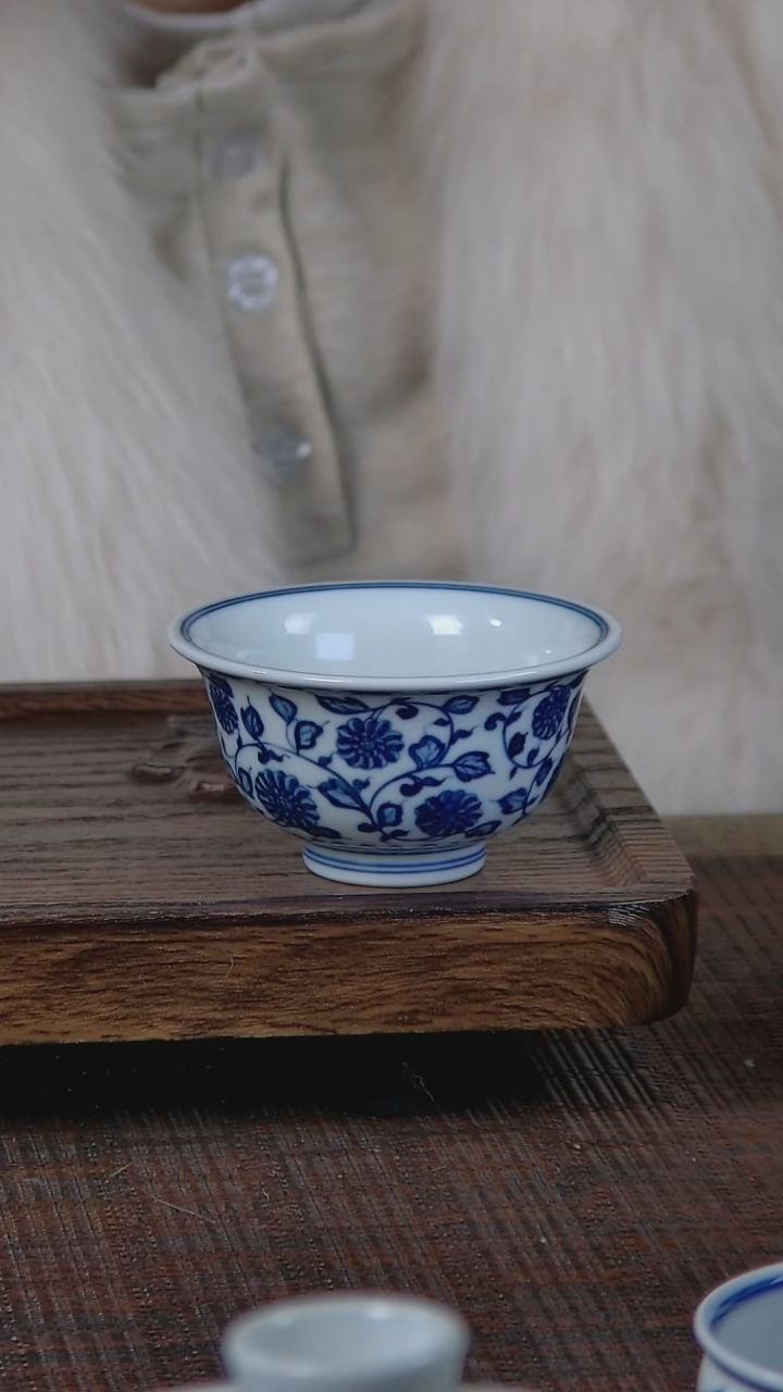 【闪购商品】折葵非器手工手绘缠枝压手杯双花