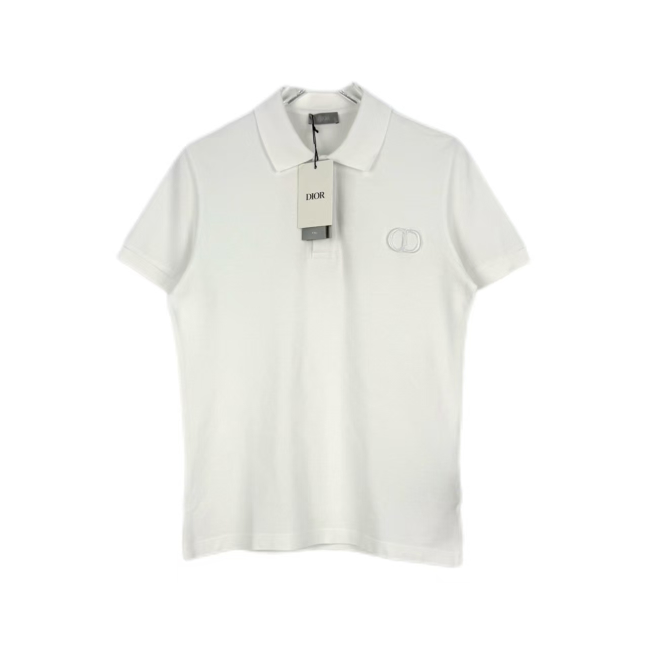 未使用 DIOR/迪奥 汤/P235400673/白色刺绣logo短袖POLO衫 S