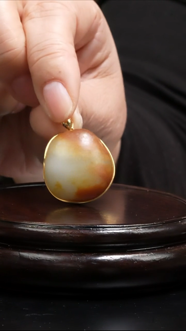 【闪购商品】和田玉吊坠(不含链)18K金镶嵌17克和田玉原石分单链接