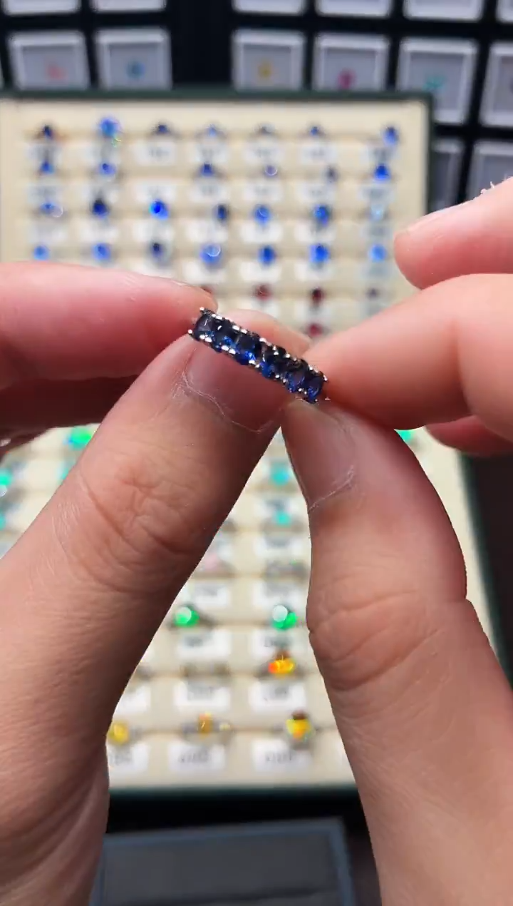 戒指蓝宝石银S925镶嵌0005