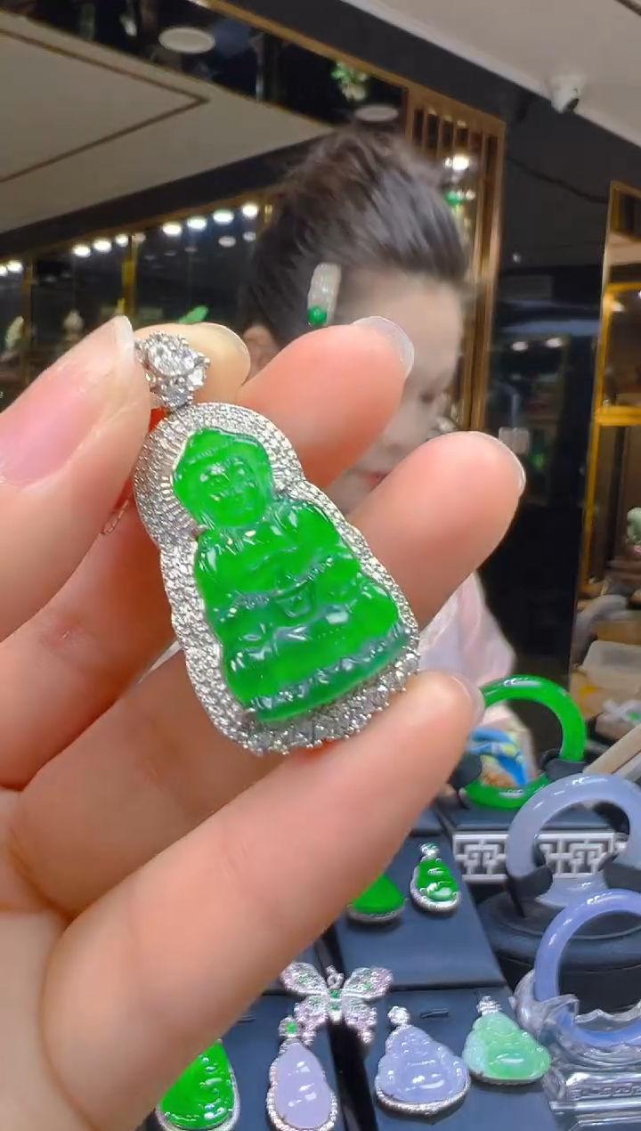 翡翠银S925镶嵌吊坠(赠链)059（多样性发其一）