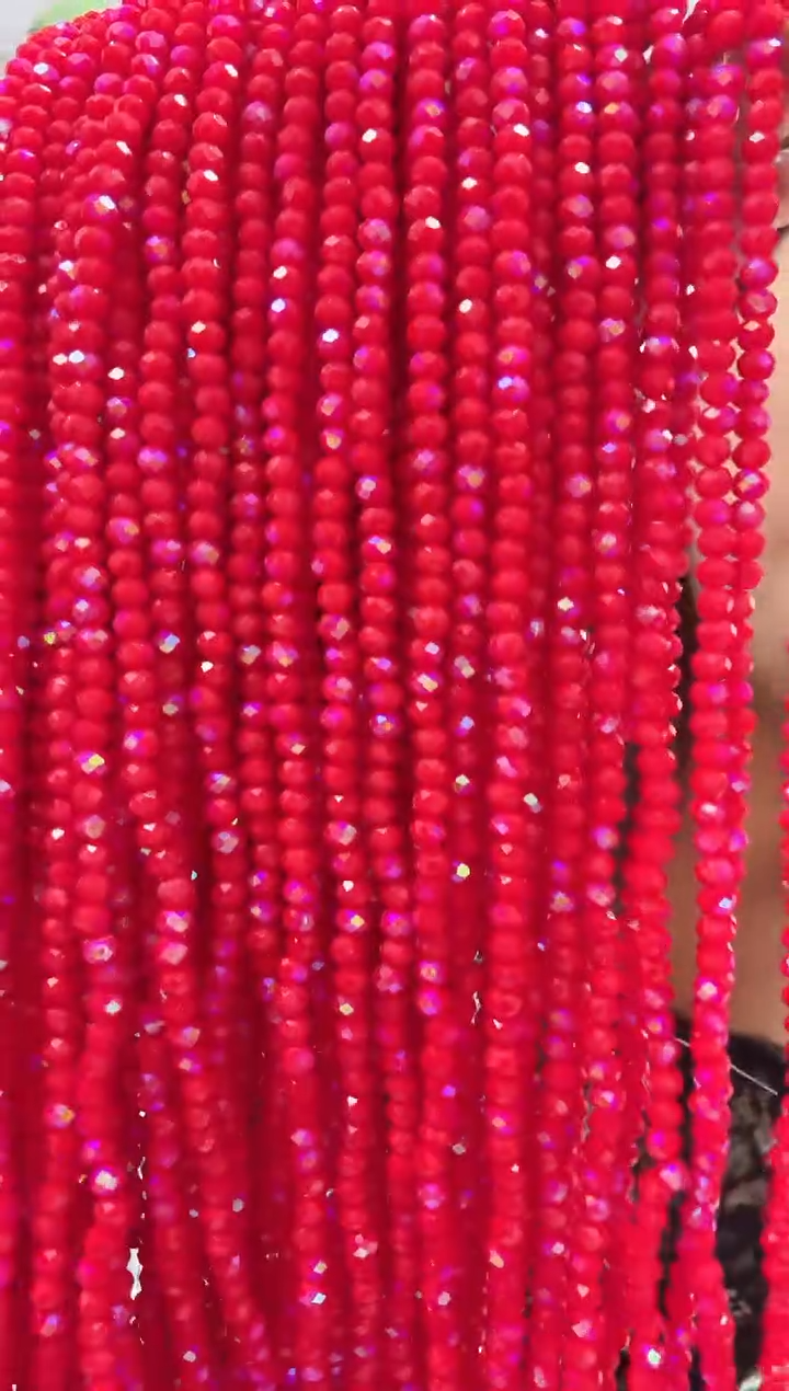 玻璃0670卡4水晶扁10条微光彩瓷红色