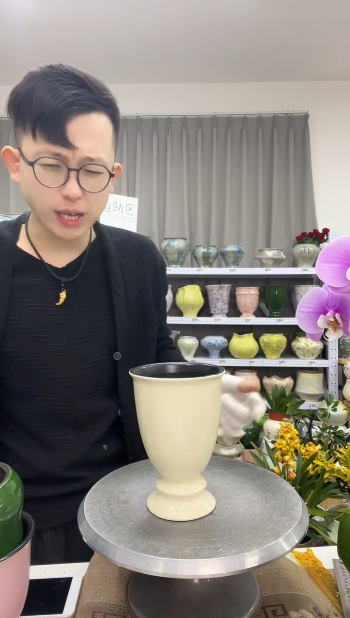 12.25陶瓷花盆直播链接高17.      口11