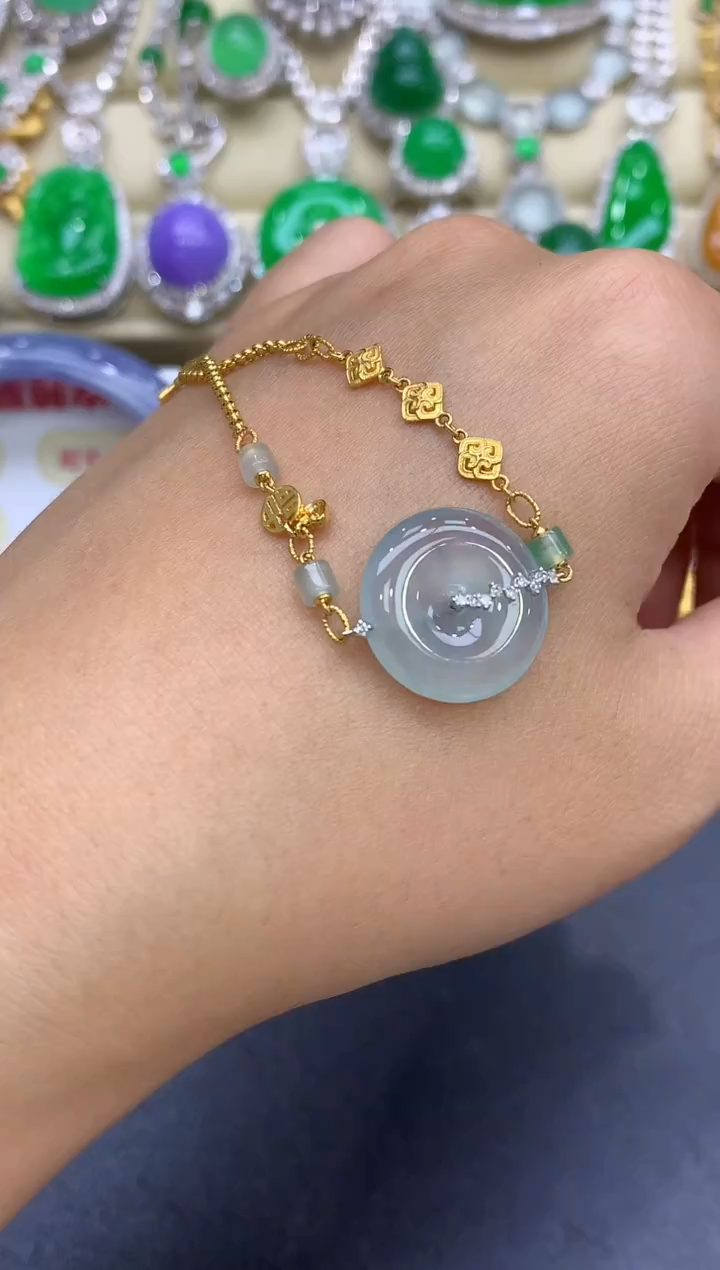 18K金镶嵌手链翡翠286-中国好珍宝