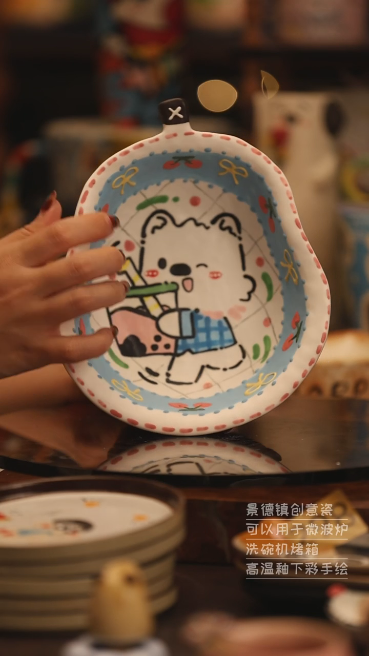 陶瓷景德镇可爱陶瓷釉下彩绘设计师款