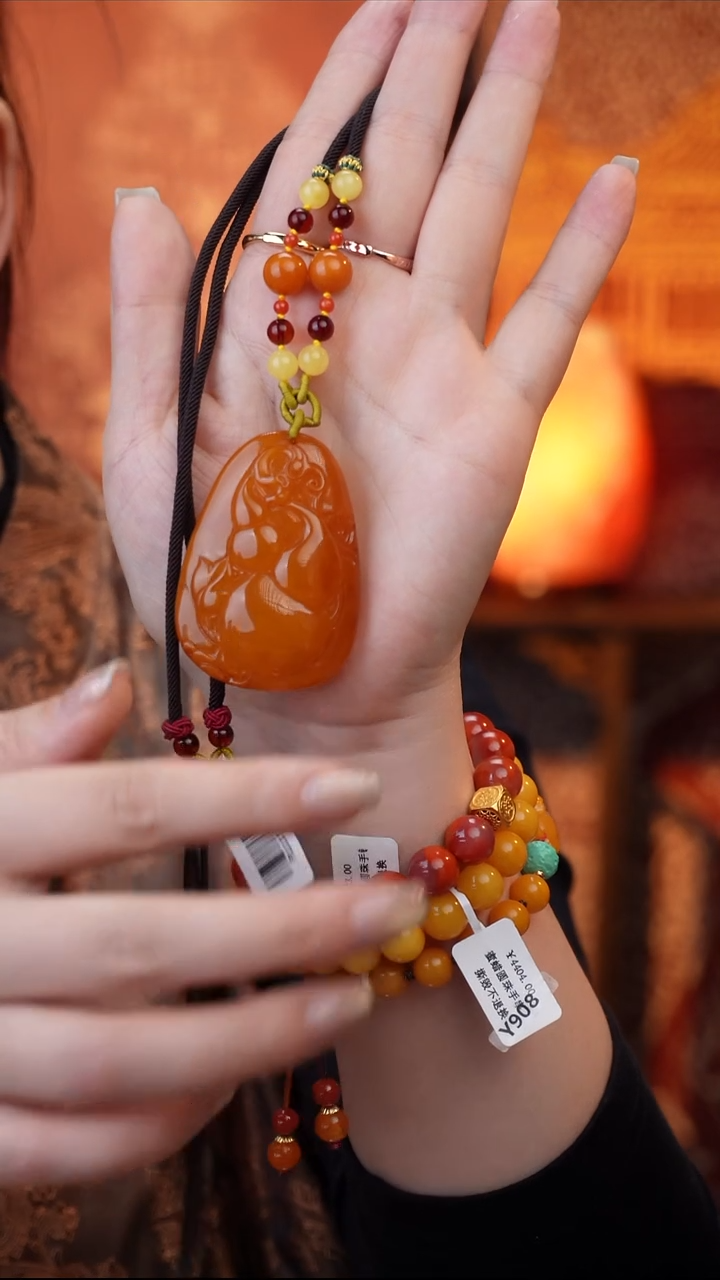 琥珀吊坠(不含链)未镶嵌天然琥珀蜜蜡葫芦吊坠（送绳子）