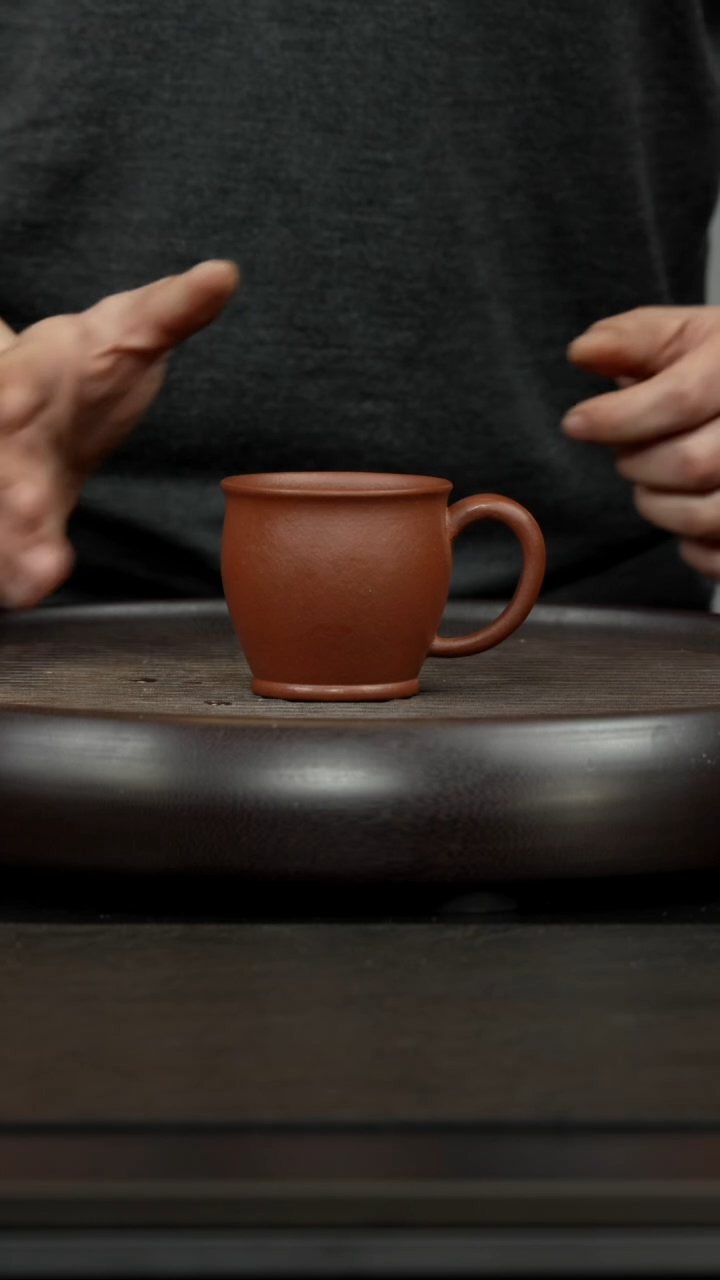 【闪购商品】紫砂茶杯红降坡  带把缸杯 