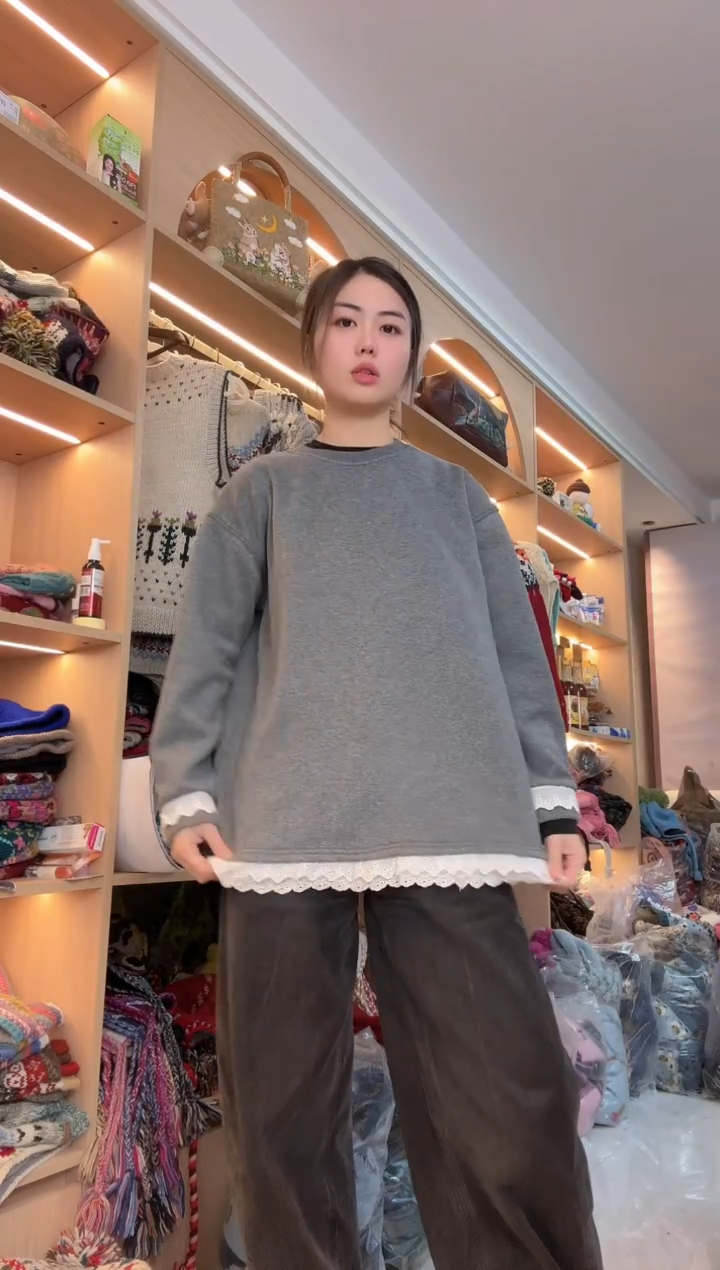 羊毛灰色加厚卫衣  