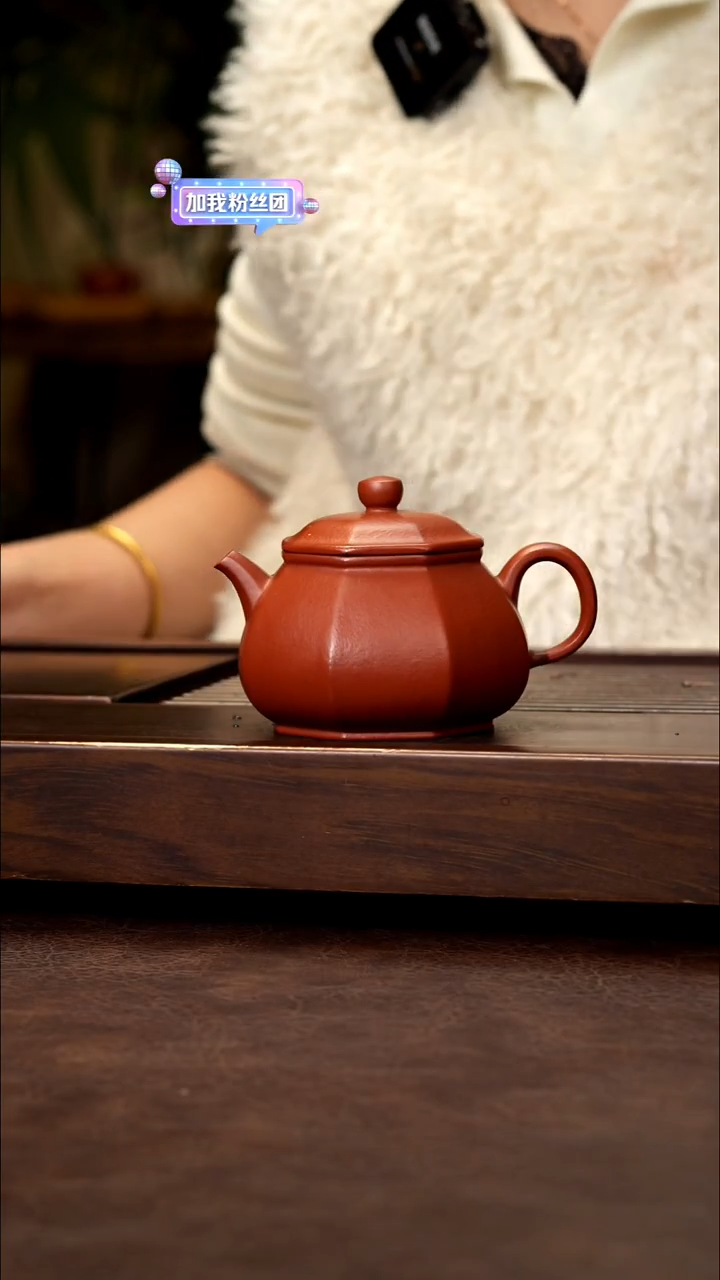 茶壶紫砂朱泥八方潘壶170cc左右