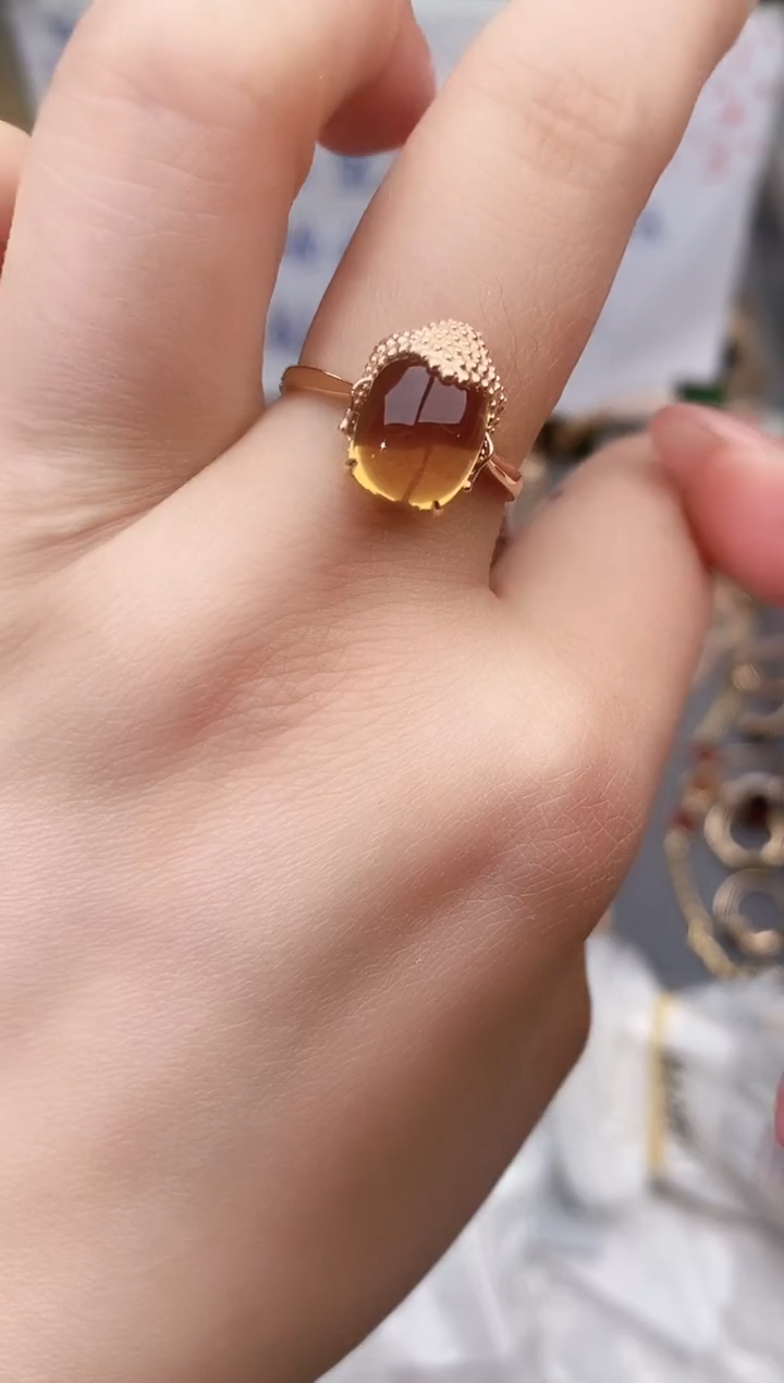 18K金镶嵌戒指黄晶--专柜--