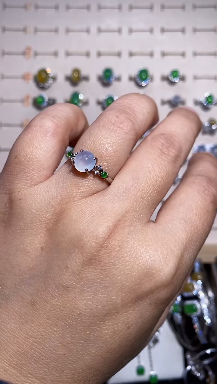 银S925镶嵌戒指翡翠戒指