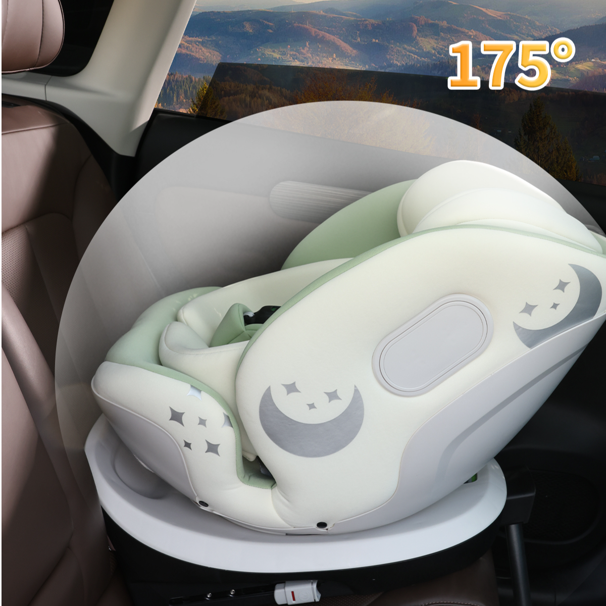 虎贝思星悦安全座椅车载360度旋转0 - 12岁可坐可躺智能通风加热
