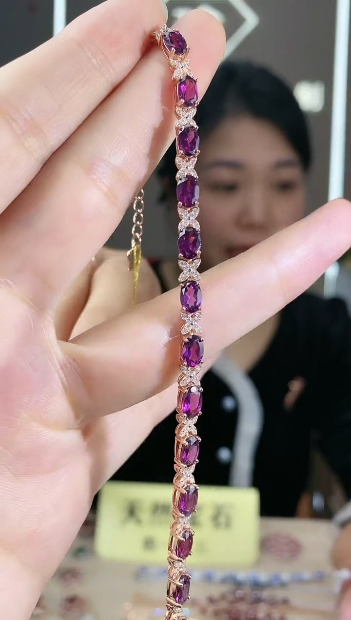 【闪购商品】石榴石手链银S925镶嵌手链