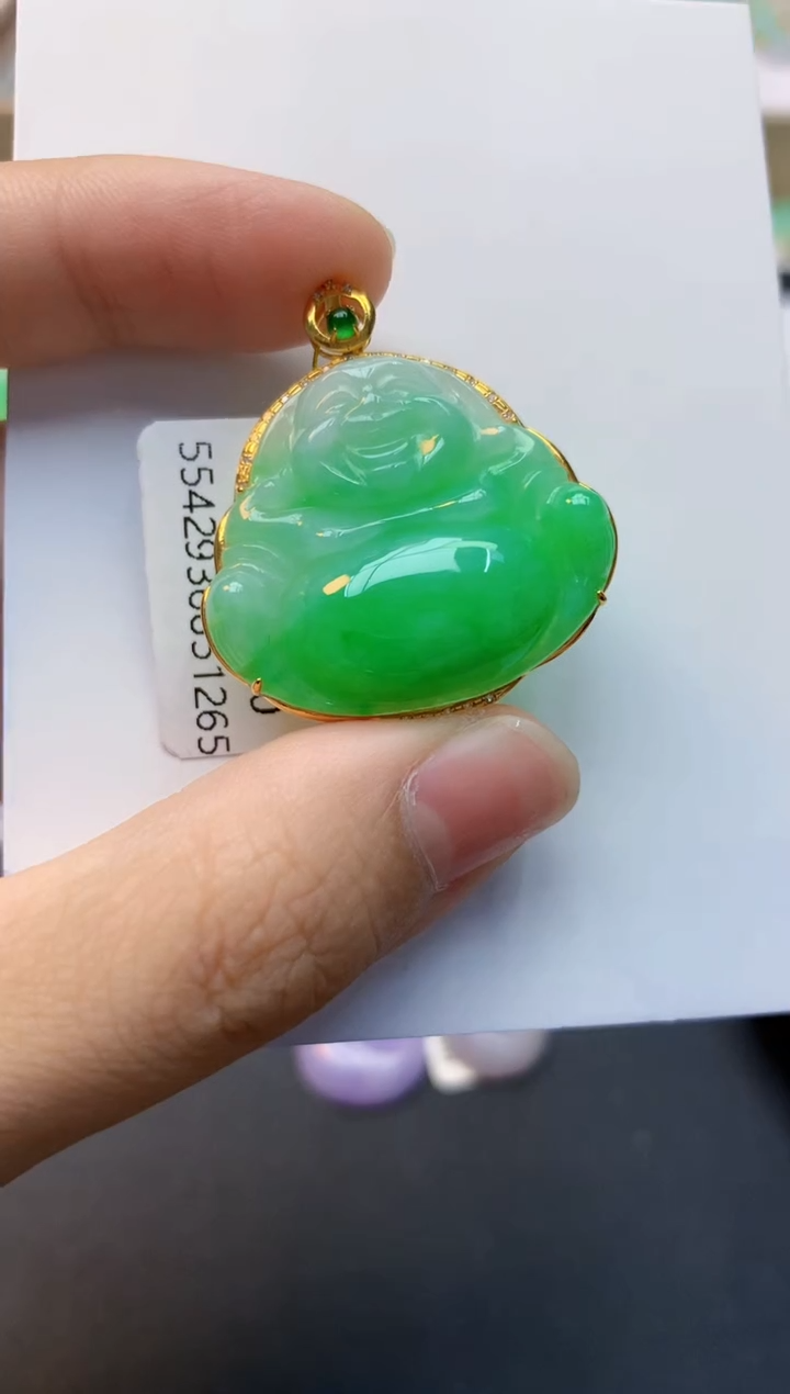 颈饰18K金镶嵌翡翠天然缅甸A货翡翠