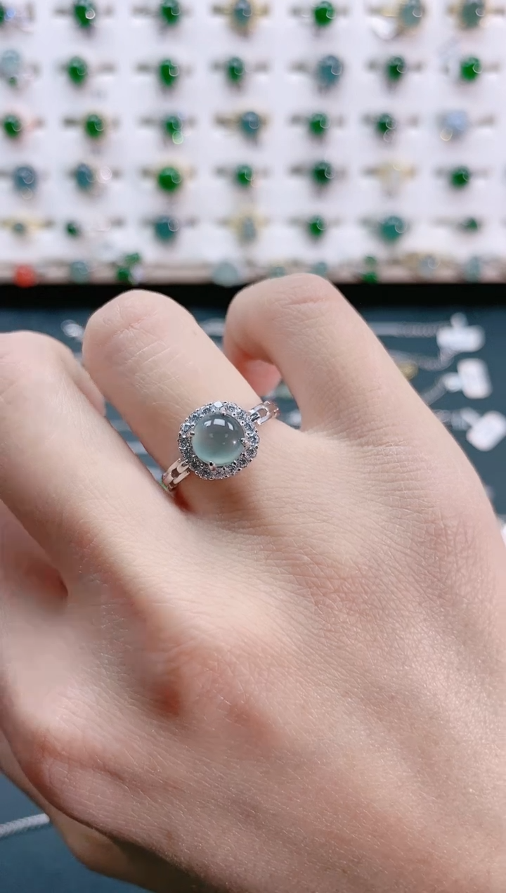 【闪购商品】翡翠戒指银S925镶嵌天然翡翠