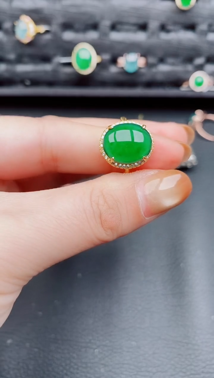 【闪购商品】翡翠戒指银S925镶嵌天然a货翡翠721