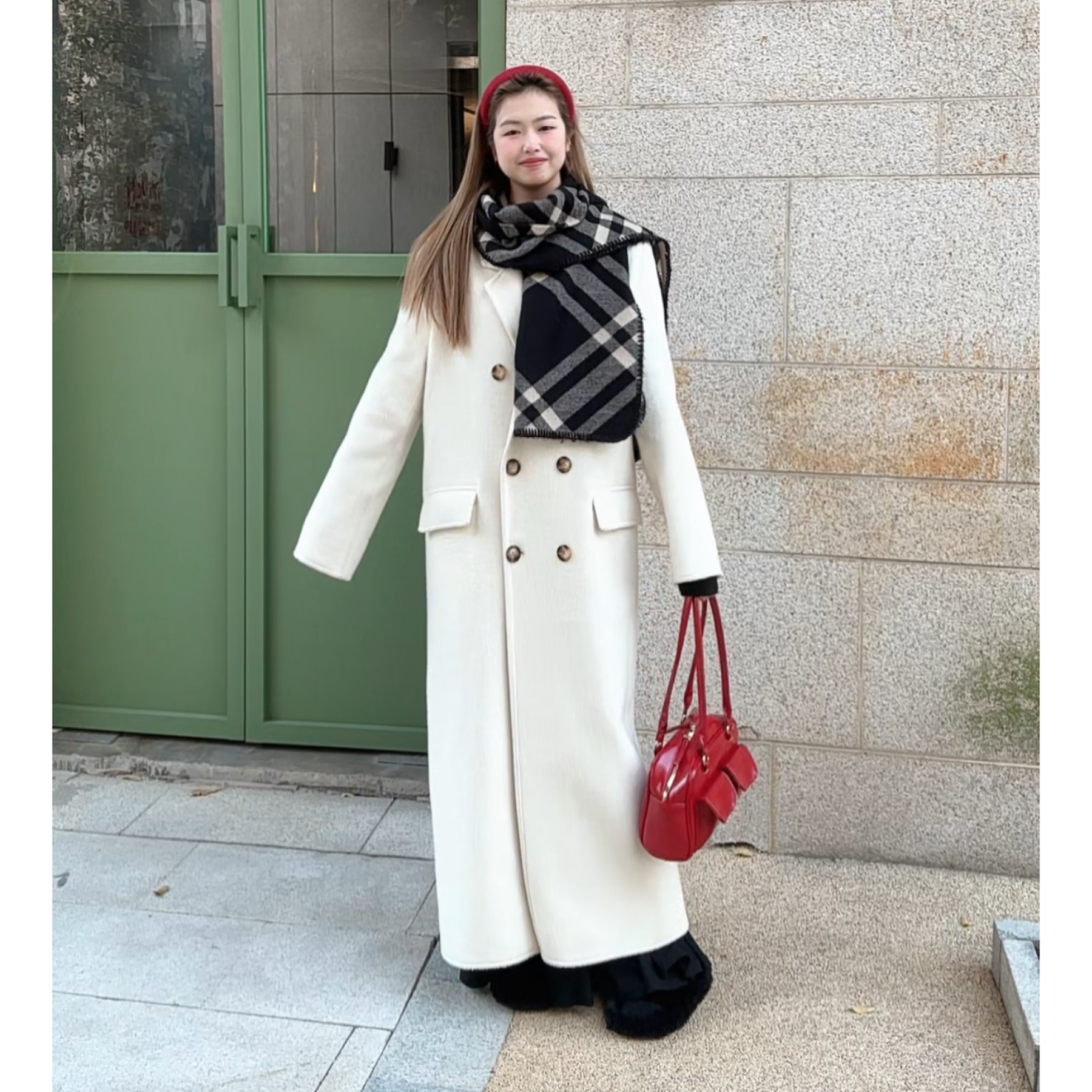 【韩素希大衣】原创加厚超长羊毛双面呢高个子防寒大衣